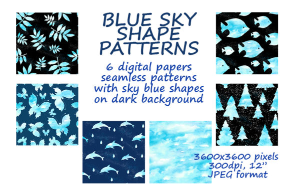 Blue Sky Elements Shape Patterns for Creative Projects