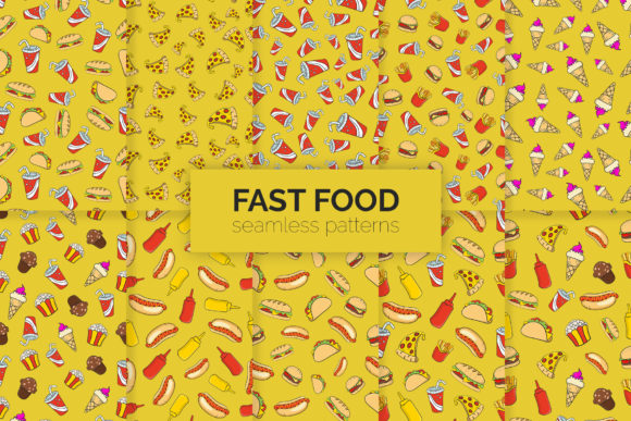 Fast Food Seamless Patterns for Creative Projects