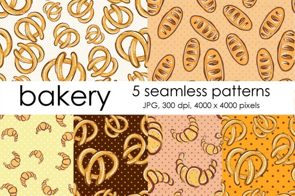 Hand Drawn Croissants and Bread Patterns: A Versatile Bakery Digital Paper Set for Creatives