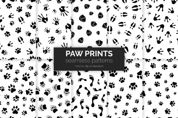 Paw Prints Seamless Patterns for Creative Projects