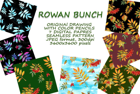 Rowan Bunch Patterns Set: Hand-Drawn Watercolor Digital Paper for Modern Creatives