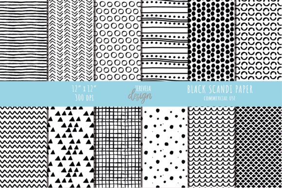 Scandi Black and White Patterns: Versatile Digital Paper