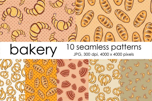 Tasty Bakery Seamless Patterns Set for Creators