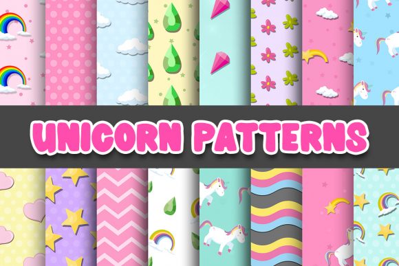 Unicorn Digital Paper Patterns: 16 Backgrounds, Endless Possibilities
