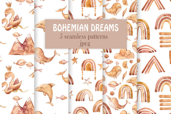 Watercolor Boho Seamless Patterns